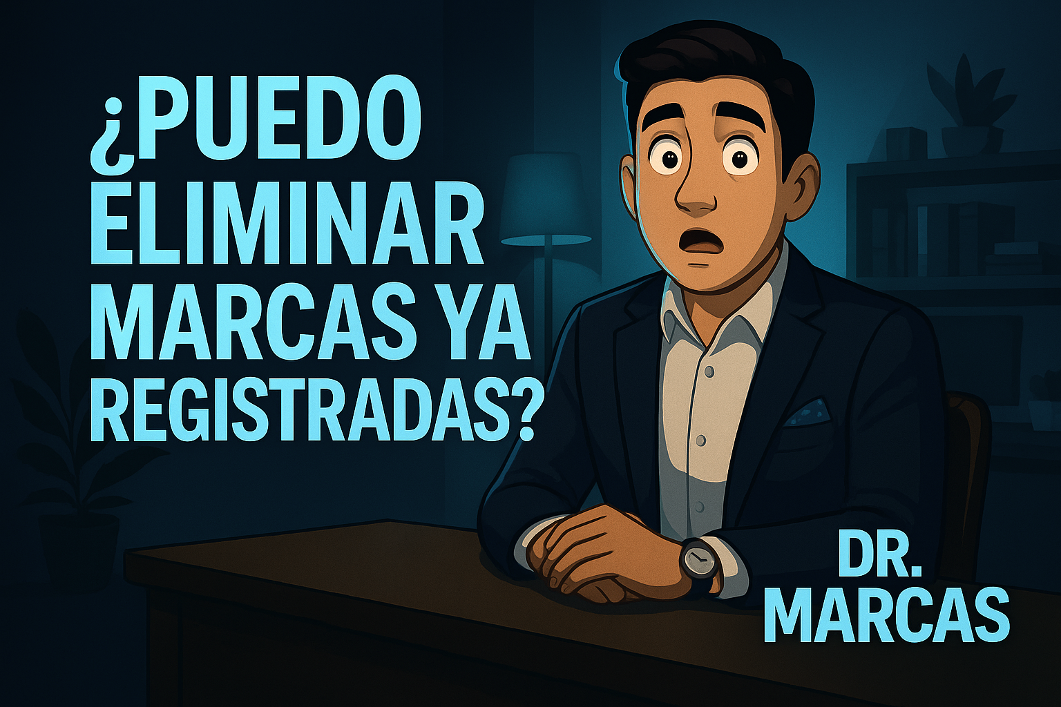 Personaje de Dr. Marcas preguntándose si puede eliminar una marca ya registrada